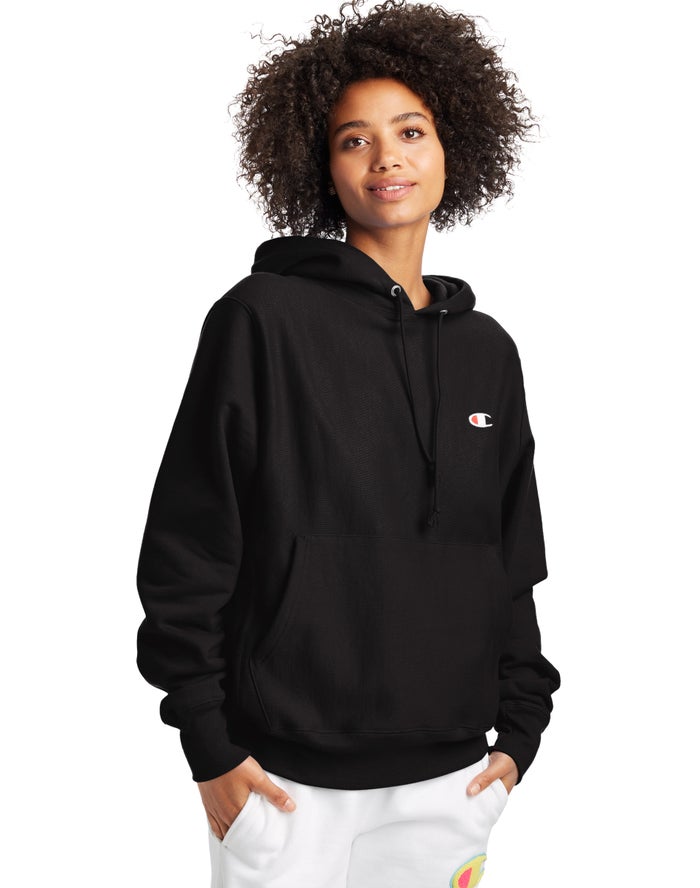 Champion Womens Hoodie NZ - Reverse Weave Boyfriend Black ( 5203-KCYNF )